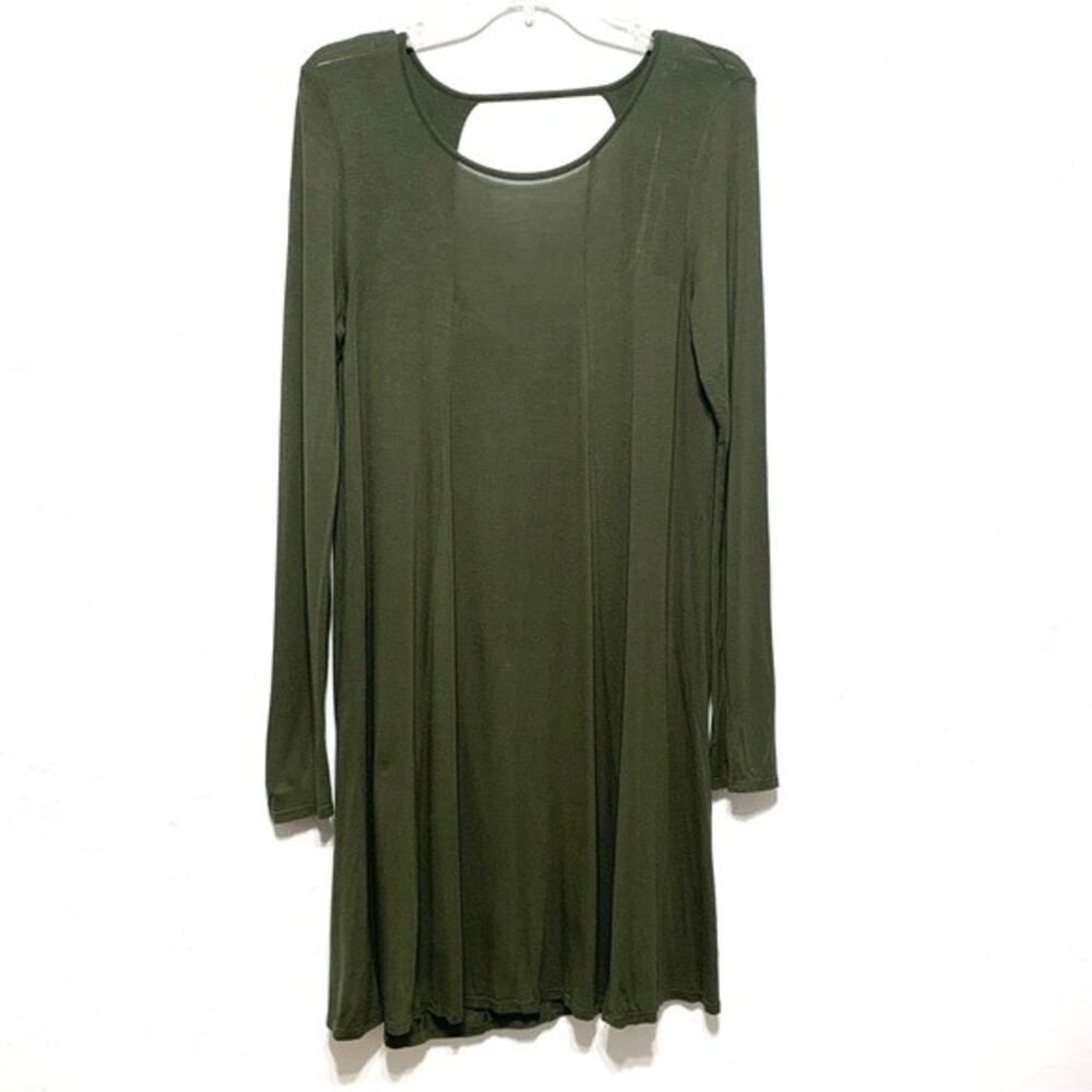 Charlotte Russe Olive Green Long Sleeve Flowy Shift Dress size Small
